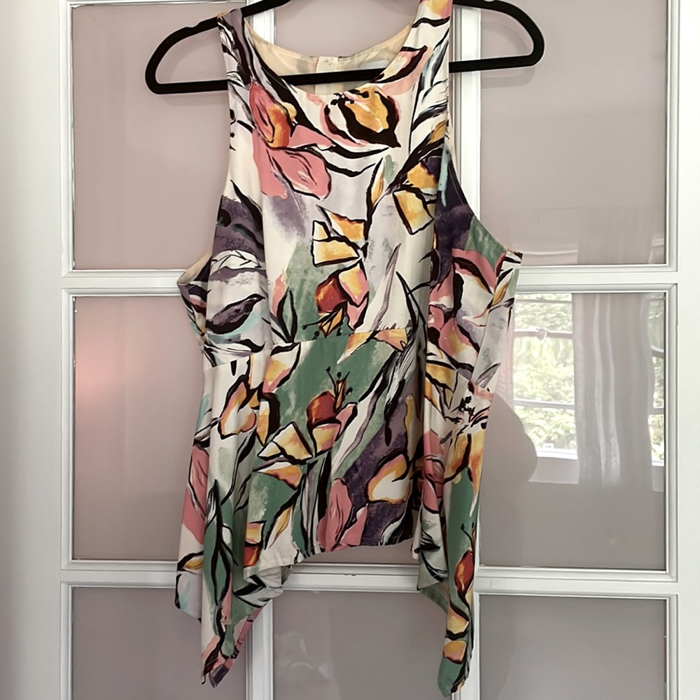 Floral peplum racer-back top